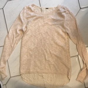 Lace-back light sweater, nude/tan